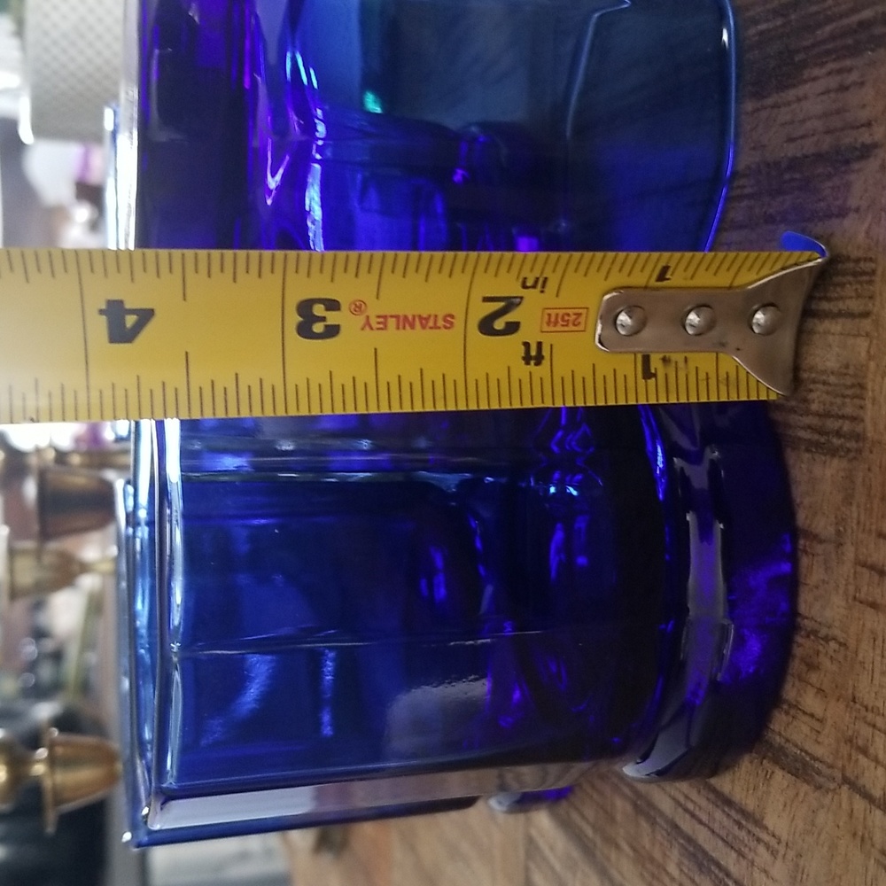 Vintage Retro Set of Four Anchor Hocking Cobalt Blue Essex 10 Panel Glasses - Picture 9 of 9